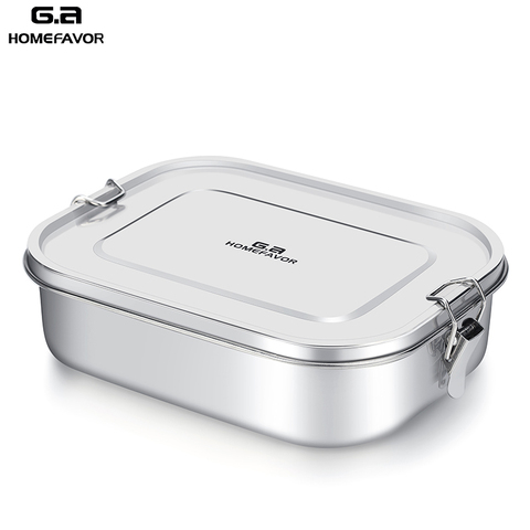 G.a HOMEFAVOR Custom Lunch Box For Kids Food Container Bento Box 304 Top Grade Stainless Steel Storage Thermal Metal Box Stock ► Photo 1/6
