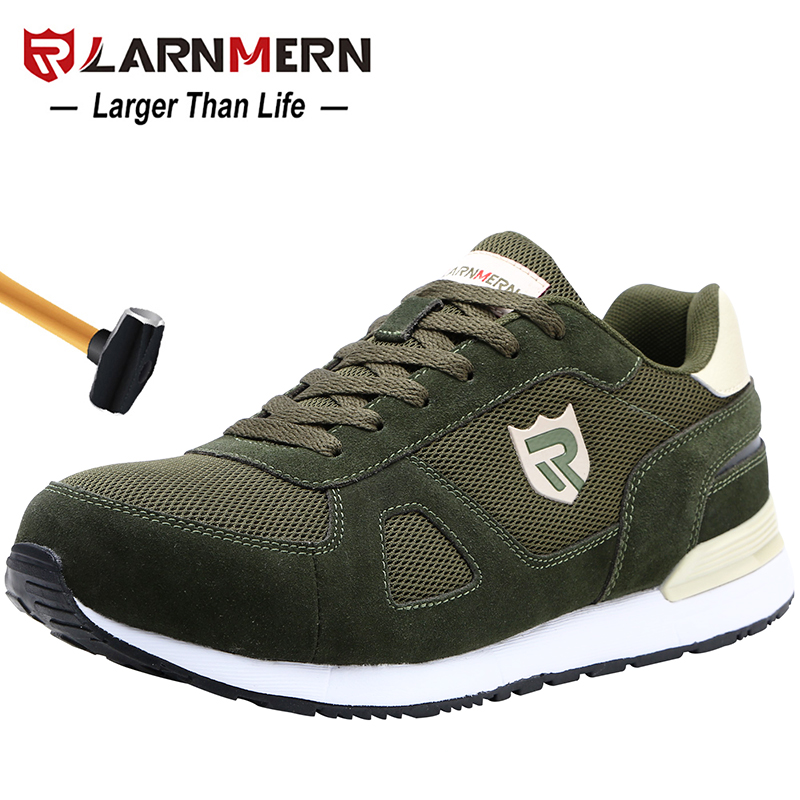 Larnmern Men's Steel Toe Safety Work Shoes Breathable Slip Resistance Boots