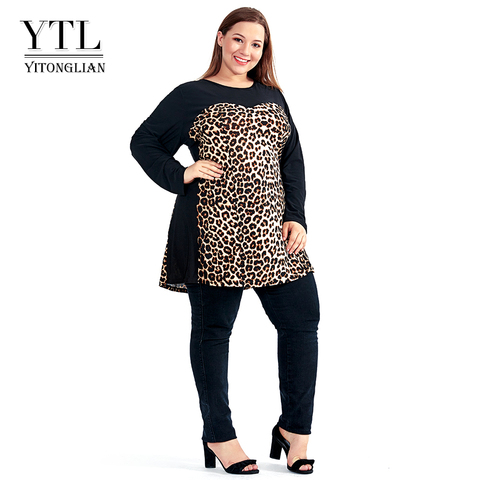 Women Plus Size Shift Dress Leopard Colorblock Big Size Woman Dress Spring Summer Tunic Slim Party Dress 5XL 6XL 7XL H102 ► Photo 1/6