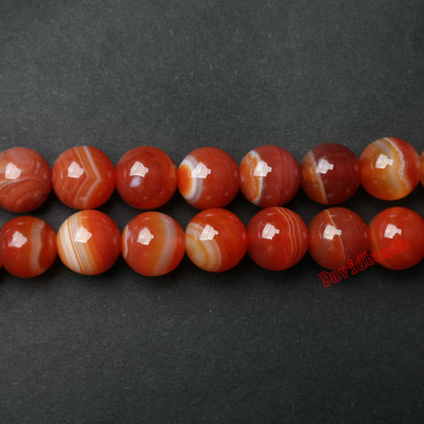 Free Shipping Natural Stone red orange  Stripe Agat Round Loose Beads 4 6 8 10 12MM Pick Size For Jewelry Making ► Photo 1/3