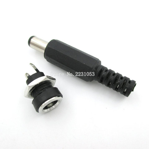 10PCS 5Pair DC Power Connector pin 2.1x5.5mm Female Plug Jack + Male Plug Jack Socket Adapter DC-022B ► Photo 1/1