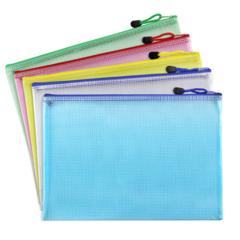 A4+A5+A6 Plastic Mesh Zipper Pouch Document Bag For School Office