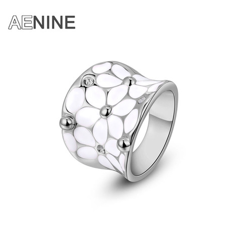 AENINE Fashion Austrian Crystal White Flower Ring White Gold-color Women Jewelry for Chirstmas anneau anel Anillo L2010422325 ► Photo 1/4