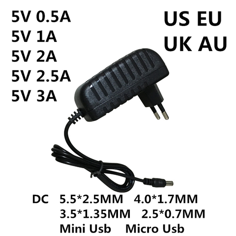 AC 100-240V Converter Adapter DC 5.5 x 2.5MM 5V 1A 1000mA Charger UK Plug *DC