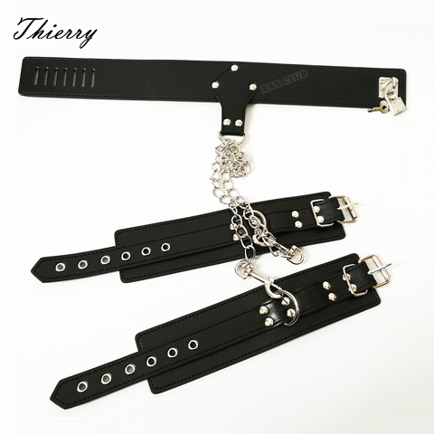 Thierry female handcuffs Collar Connecting Bondage Restraints Fetish neck wrist cuffs Sex Toys For adult sex tamed game roleplay ► Photo 1/1
