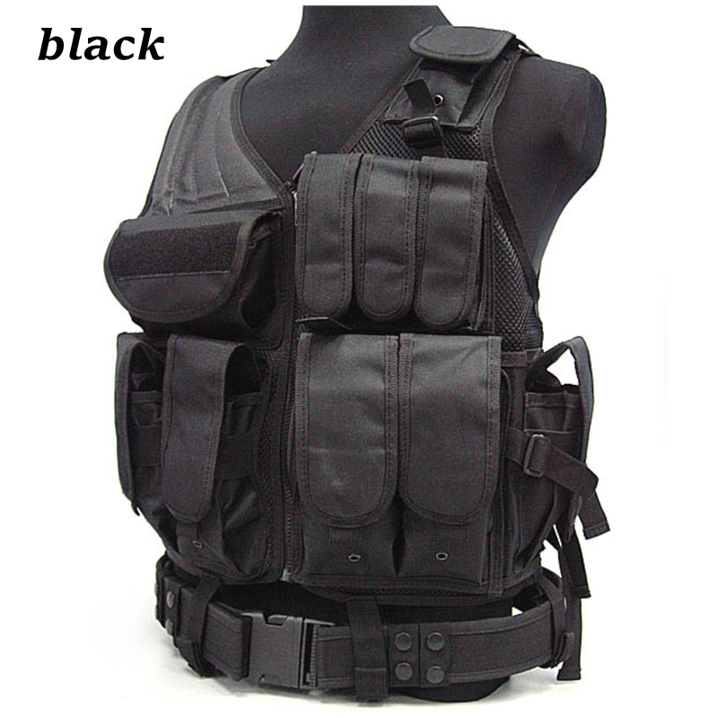 Tactical Military Vest Carrier Holster Police Assault Airsoft Paintbal GearBlack