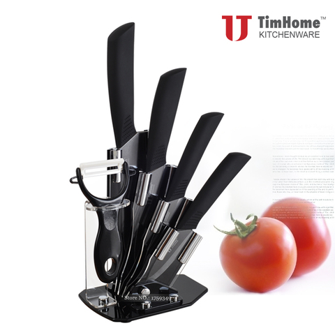 Ceramic knife set 6pcs kitchen knives with holder meat cutter colorful Timhome hot sale kitchen tool cutter meat knives ► Photo 1/5