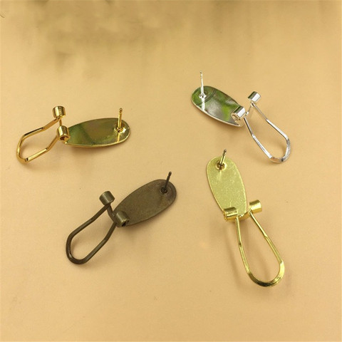 10pcs/lot 9x20mm Copper Stud Earrings Hook Ear clip Base Setting Original Brass Gold/Silver Plated DIY Jewelry Accessories ► Photo 1/4