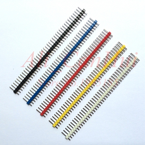 10pcs/lot 2.54mm Black + White + Red + Yellow + Blue Single Row Male 1X40 Pin Header Strip Single needle ► Photo 1/6