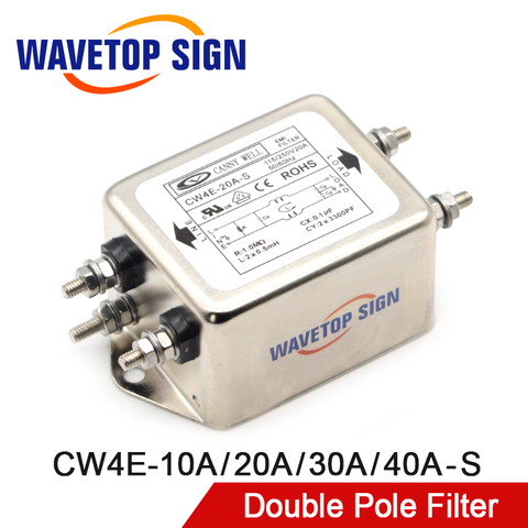 CANNY WELL Power EMI Filter CW4E-10A 20A 30A 40A-S Single Pole Filter Connector Single-Phase AC 220V Purification Anti-jamming ► Photo 1/6