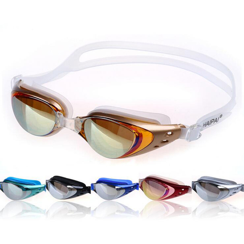 Men Women Professional Electroplate Anti Fog UV Protection Waterppoof Swim Pool Swimming Goggles Water Glasses Eyewear Earplugs ► Photo 1/6