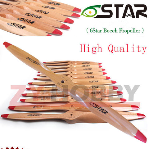 1 piece 6 Star 2 Blade Wooden RC Airplane Propeller 16x8 17x6 17x8 18x8 18x10 19x8 23x12 28X10 ► Photo 1/3