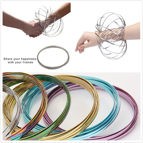Magic Bracelet Aniti-stress Magic Toroflux  Funny Flow Ring Kinetic Spring Toys  304 Stainless Steel Flow Color Rings Toys I0064 ► Photo 1/6