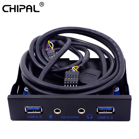 CHIPAL 4 Port USB 3.0 Hub 20Pin PC Front Panel Bracket HD Audio 3.5mm Earphone MIC Connector For Desktop 3.5
