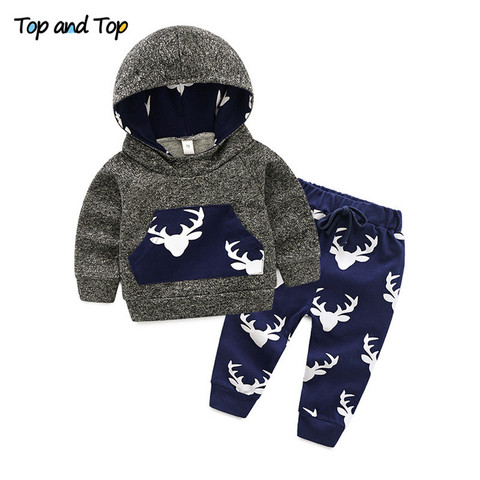 Top and Top 2Pcs/Set Adorable Autumn Newborn Baby Girls Boys Casual Hooded Clothes Sets Long Sleeve Sweatshirt+Jogger Pants ► Photo 1/6