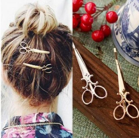 Fashion Metal Leaf Hair Clip Barrettes Hairpin Barrette Hair Claws Women Girls Trend Charm Scissors ► Photo 1/3