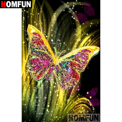 HOMFUN Diamond Painting Cross Stitch Butterfly Full Square