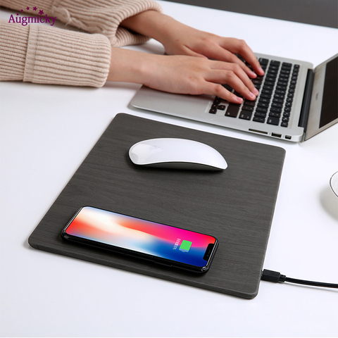 2022 Mobile Phone Qi Wireless Charger Charging Mouse Pad Mat PU Leather Mousepad for iPhone X/8 Plus Samsung S8 Plus /Note 8 ► Photo 1/6