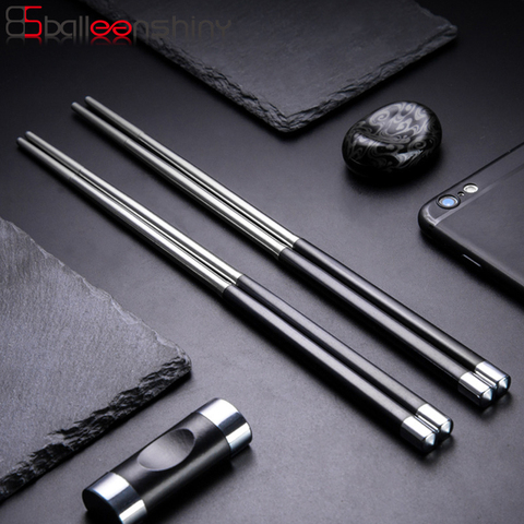 BalleenShiny Stainless Steel Long Chopsticks Anti-slip Kitchen Tableware for Rice Sushi Beef Exquisite Hotel Restaurant Tools ► Photo 1/6