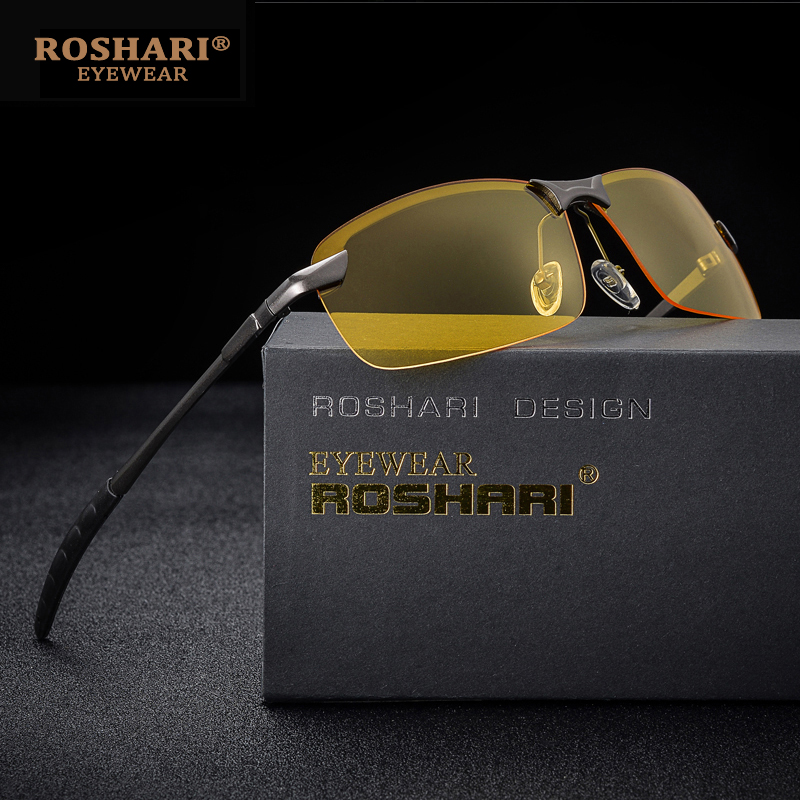 RoShari Men Glasses Car Drivers Night Vision Goggles Anti-Glare