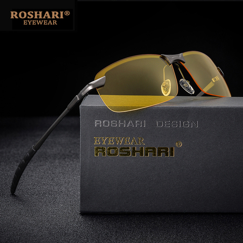 RoShari Men Glasses Car Drivers Night Vision Goggles Anti-Glare Sun glasses men Polarized Driving Sunglasses retro gafas de sol ► Photo 1/6