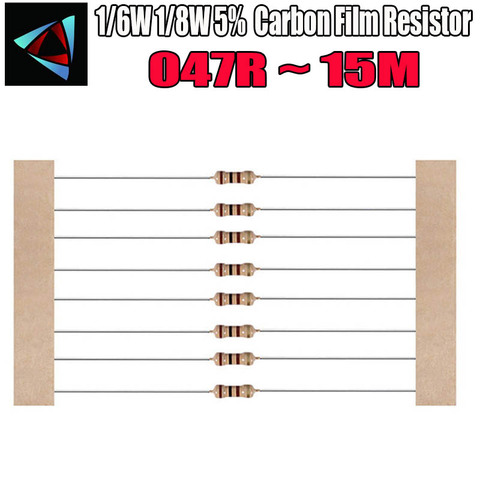 100pcs 1/8W 0.125W 1/8W=1/6W 5% Carbon Film Resistor 0.47R ~ 15M 100R 220R 330R 1K 2.2K 3.3K 4.7K 10K 22K 47K 100K 0.47 10M  ohm ► Photo 1/2