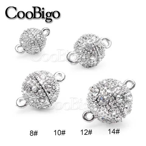 Rhinestone Magnetic Clasps Metal Magnet Snap Round Ball Jewelry Findings DIY Necklace Bracelet Gift Accessories Silver Wholesale ► Photo 1/6