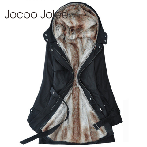 Jocoo Jolee Women Winter Jacket 2022 Casual Ladies Basic Coat Warm Hooded Faux Fur Slim Jacket feminina Long Sleeve Parkas ► Photo 1/6