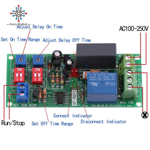 Dual Time Adjustable Cycle Delay Timing Relay Repeat ON OFF Switch Infinite Loop Timer Module AC 100V 110V 120V 220V 230V 240V ► Photo 1/6