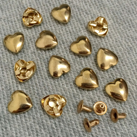 100PCS 10MM Gold Heart Studs Punk Spike Studs Spots Fashion Rivet DIY Bags Belt Shoes Wallet Craft Fit For DIY Shipping Free ► Photo 1/3