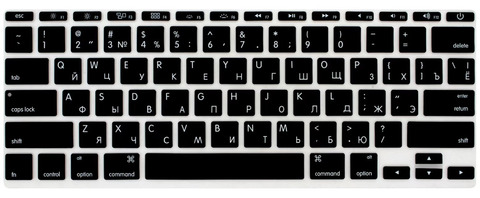 Black Keyboard Cover Skin For Apple MacBook Air 11.6 inch Russian US Enter Silicone Air 11 Keyboard Sticker A1370 A1465 ► Photo 1/1