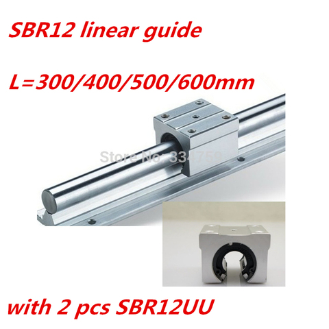 NEW SBR12 300mm 400mm 500mm 600mm linear rail linear guide with 2 pcs SBR12UU block CNC parts ► Photo 1/1