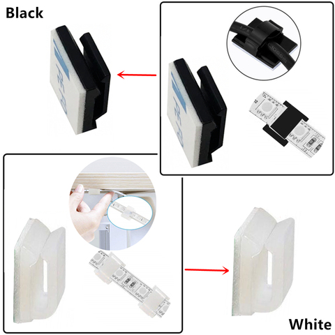 10Pcs/Lot Self-adhesive Wire Bundle Holder Tie Mount Clip for 10mm wide RGB Fix LED Strip lights Connector Tie Mount Suitable ► Photo 1/6