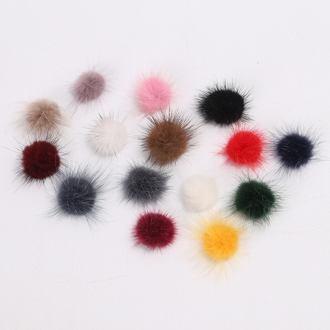 10pcs 3cm Mink Fur Ball Pompoms for  Ring Earring Shoes Clothes DIY Jewelry Findings ► Photo 1/6