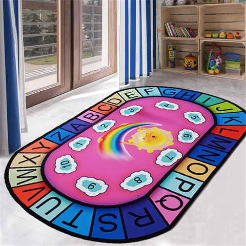 Children Game Play Mat Cartoon Number Letter Oval Blue Carpet Kids Room World Map Rugs And Carpets For Home Living Room ► Photo 1/6