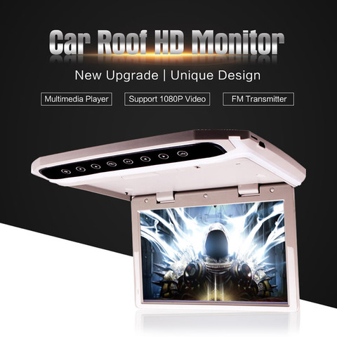 10 12 15 Inch Car Roof Mounted Overhead Flip Down MP4 MP5 Video Player HD LED Monitor with HDMI SD AV InPut 16GB Card and Reader ► Photo 1/6