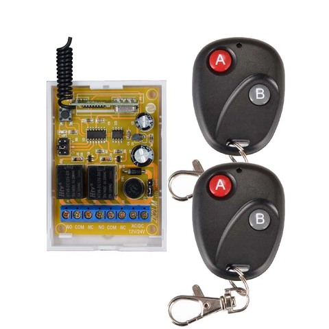 DC 12V  DC 24V 10A 2CH RF Wireless Remote Control Switch System Transmitter + 1 X Receiver Learning code 315/433MHZ ► Photo 1/6