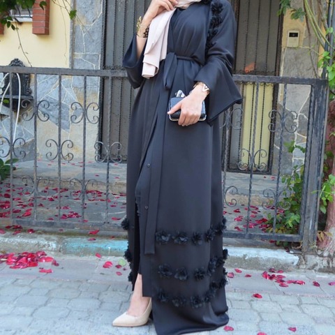 Muslim Flower Full Dresses Abaya Cardigan Kimono Long Robe Gowns Tunic Jubah Middle East Ramadan Arab Islamic Prayer Clothing ► Photo 1/6