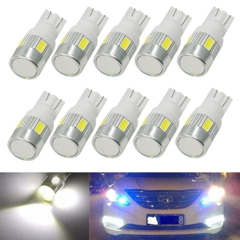 10Pcs T10 W5W 168 194 5630 5730 6SMD T10 LED Wedge Light Side Bulbs For Car Tail light Parking Dome Door  light White DC12V ► Photo 1/6