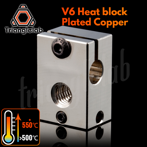 trianglelab PT100 V6 Plated Copper Heat Block For E3d V6 Hotend 3D Printer HeateD Block for Sensor Cartridge BMG Extruder TItan ► Photo 1/2
