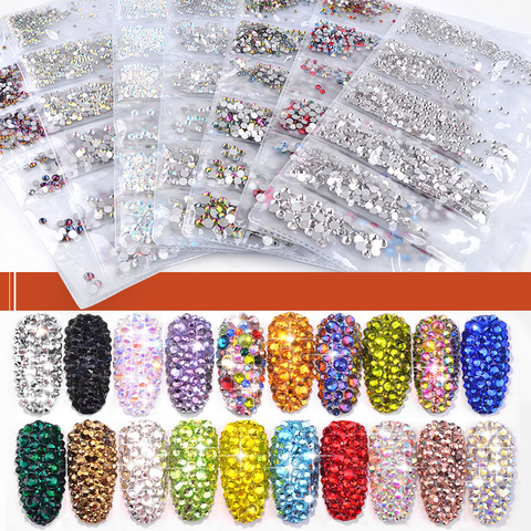 Multi-size Glass Nail Rhinestones For Nails Art Decorations Crystals Charms  Partition Mixed Size Rhinestone Set - Buy Multi-size Glass Nail Rhinestones  For Nails Art Decorations Crystals Charms Partition Mixed Size Rhinestone  Set