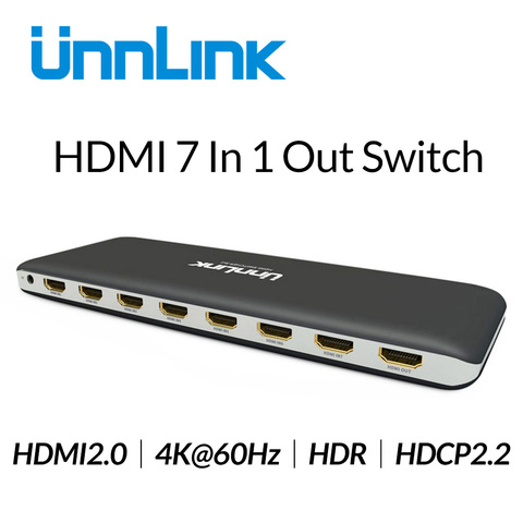 Unnlink HDMI Switch 7X1 HDMI 2.0 UHD 4K@60Hz 10Bit HDR HDCP2.2 3D with IR for Xbox One s/x PS4Pro LED Smart TV mi box3 Projector ► Photo 1/6