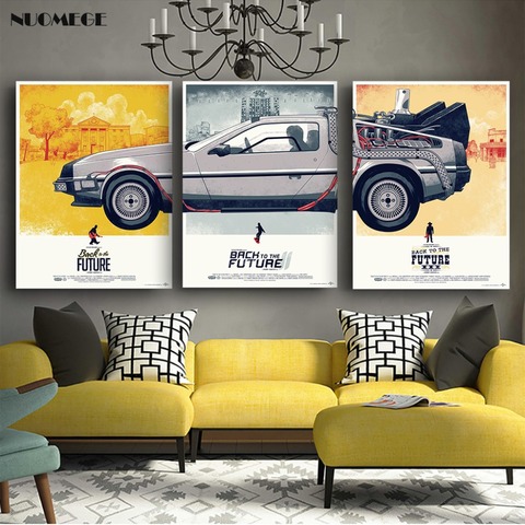 NUOMEGE Back To The Future Car Poster Art Paintings Silk Canvas Poster Print Classic Movie Pictures Home Decor Boy Kid Gift ► Photo 1/5