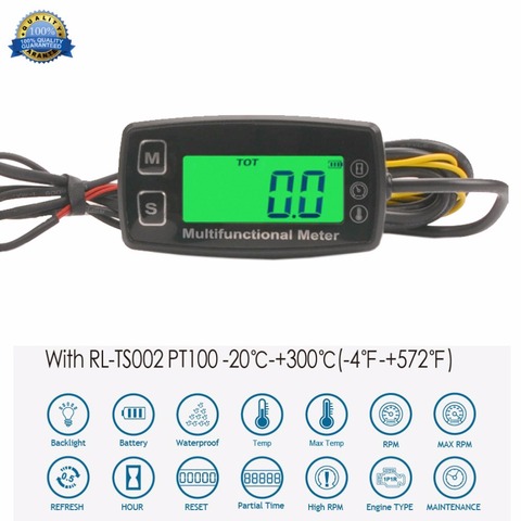 Digital LCD  Tachometer Hour Meter Thermometer Temperature for Gas UTV ATV Outboard Buggy Tractor JET SKI Paramotor RL-HM035T ► Photo 1/1