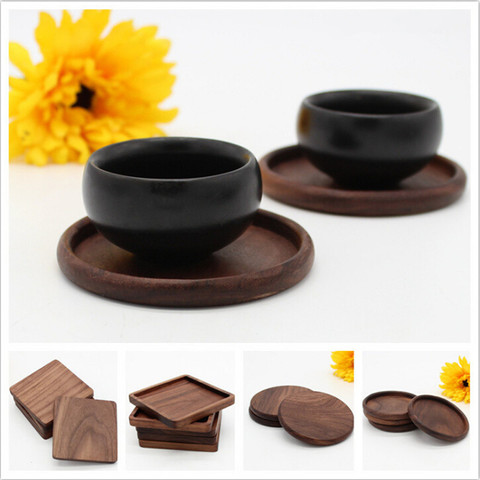 CFen A's 1 pc Black Walnut Wooden Coasters Cup Bowl Pad Mat Coffee Tea Cup Mats Teapot Drink Coasters For Sale ► Photo 1/1