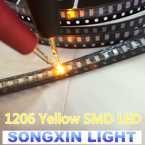 100PCS Free Shipping SMD 1206 LED YELLOW Ultra Bright SMD LEDs 1206 yellow 1206 Diodes light-emitting diodes 580-590nm 3.2*1.6mm ► Photo 1/2