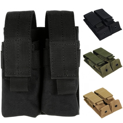 Abay 9mm Tactical Double Molle Pistol Magazine Pouch Flashlight Holder Airsoft Gun Accessories Hunting Waist Belt Mag Bag ► Photo 1/6