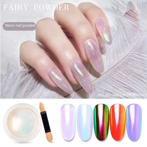 1 Box Nails Art Laser Glitters Rainbow Powder Nail Tip Chrome Dust Manicure Nail Art Decorations ► Photo 1/5
