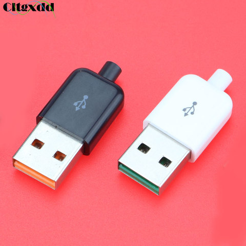 Cltgxdd 1PCS DIY USB 2.0 Connector Plug A Type Male 4 Pin Assembly Adapter Socket Black White Plastic Shell For Data Connection ► Photo 1/6