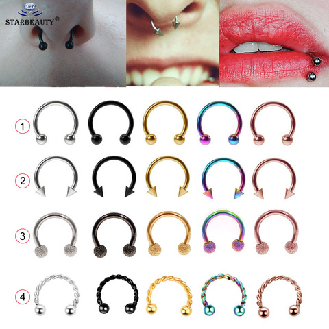 1pcx4Styles1.26/8/10/12mm Fashion Horseshoe Fake Nose Ring C Clip BCR Septum Lip Piercing Falso Nose Rings Hoop For Women Men ► Photo 1/4